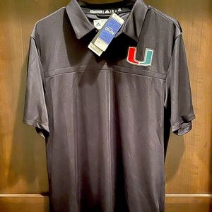 MIAMI HURRICANES ADIDAS POLO BLACK MENS SIZE M